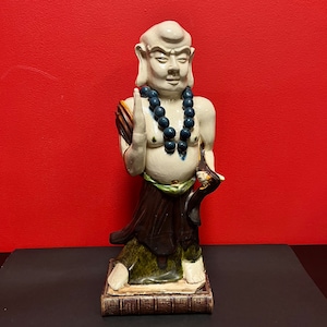 Magnificent 15 inch tall antique museum quality salt glazed Chinese statue - wonderful detail — wow