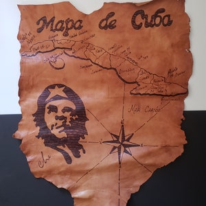 Carte rétro nord-américaine en cuir de Cuba