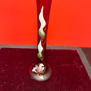 Absolutely stunning 12 inch antique hand painted cameo art glass vase - to die for