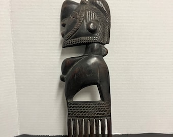 Peine Ashanti africano de 13 pulgadas, absolutamente fabuloso, de calidad de museo antiguo, tallado a mano, posiblemente ceremonial, pieza única en su tipo. ¡Guau!