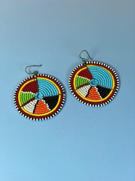 Handcrafted Indigenous Beaded Statement Earrings - image 6