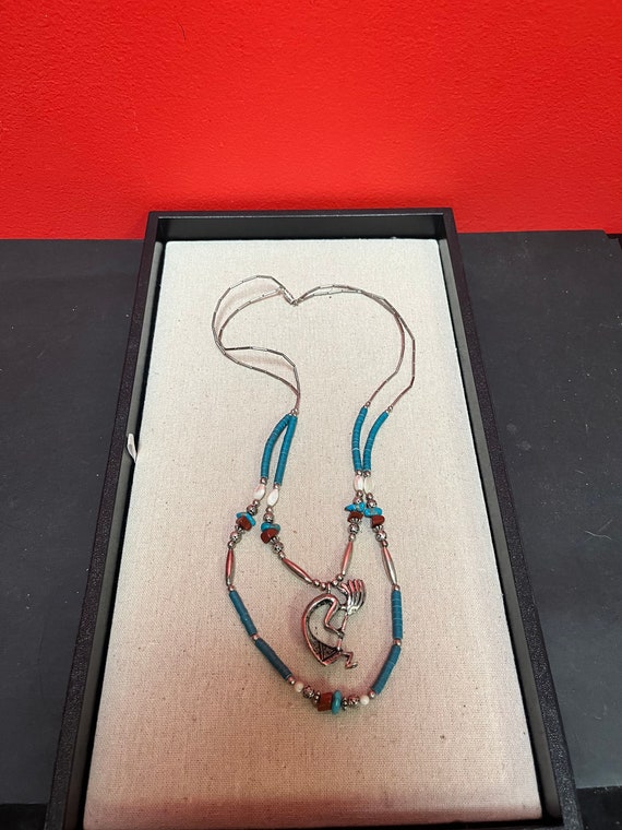 Stunning Navajo turquoise and silver double stran… - image 2