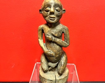 アフリカの彫刻 木彫り 妊娠中の女性の豊穣の像 彫刻 ヘアブレード 高