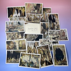 Lotto di 18 cartoline antiche – viste storiche e panoramiche delle grotte di Carlsbad nel New Mexico