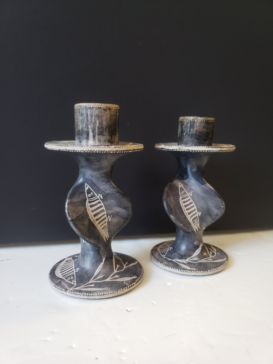 Pair of Kenyan Stone Candlesticks Etsy