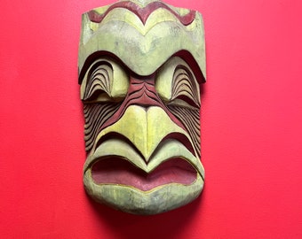 Maschera assolutamente fantastica, rara, larga 18 x 7 pollici, di qualità museale, primitiva indigena della costa del Pacifico nord-occidentale - dal 1900 al 1920 circa - wow