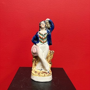 English antique 9 inch high authentic Staffordshire gentleman — paint missing — great value - B