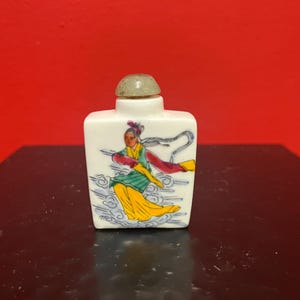 Chinesische Porzellan Schnupftabak Flasche mit Stein Stopfen