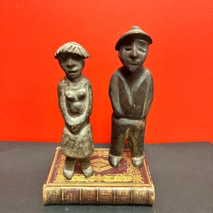 Fabulosas estatuas de lápidas etíopes antiguas de 20 y 23 cm de alto, de gran valor histórico y con una pátina espectacular. ¡Increíble!