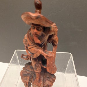 7 inch Chinese carved Confucius figure — bone eyes — stunning small piece!