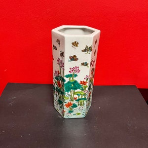 11 inch Chinese Cantonese  multi sided vase — wonderful condition — 19 century