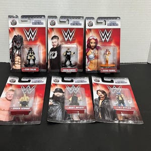 Fabulous set of six WWE metal diecast figures of current popular stars in original packets - wwe  wresting — super gift or collector