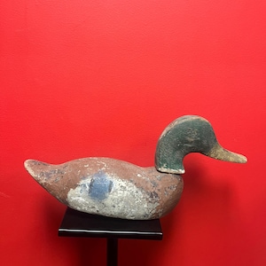 17 x 8” high Canadian antique authentic beautiful duck decoy  — great condition with amazing patina — wow — one of the best