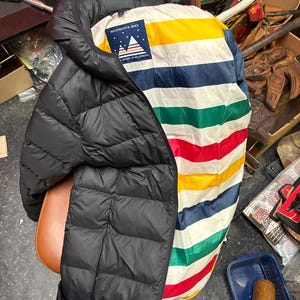 Beautiful HBC Hudson Bay Company lightweight down style jacket — 33 inches long - hood 10 inches and arms 24 inches approx - size M women’s