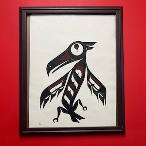 Stunning signed Glen wood indigenous first nations Pacific northwest Coast watercolour on paper  — frame not included — 19 x 14”