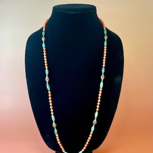 Antique Chinese Silver Coral and Turquoise Necklace