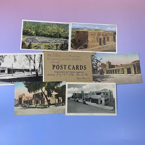 Lotto di 6 cartoline antiche – Viste storiche e panoramiche di Santa Fe, New Mexico