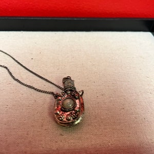 Lovely 2 1/2 inch long Silver tibetan snuff bottle with cartouche attached to a lovely necklace image 1