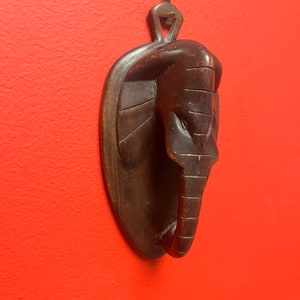 Beautiful 7 inch tall, African ebony elephant mask plaque — good condition - African elephant