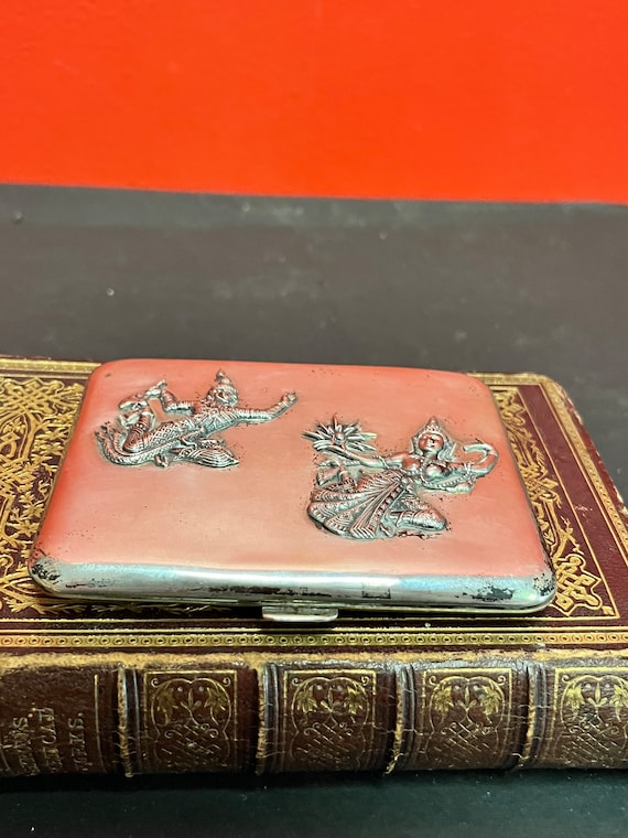 4 x 3” solid sterling Siam marked cigarette case i