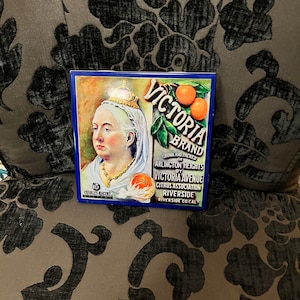 6 inch queen Victoria tile — sunkist orange brand — decorator tile — hail Queen Victoria