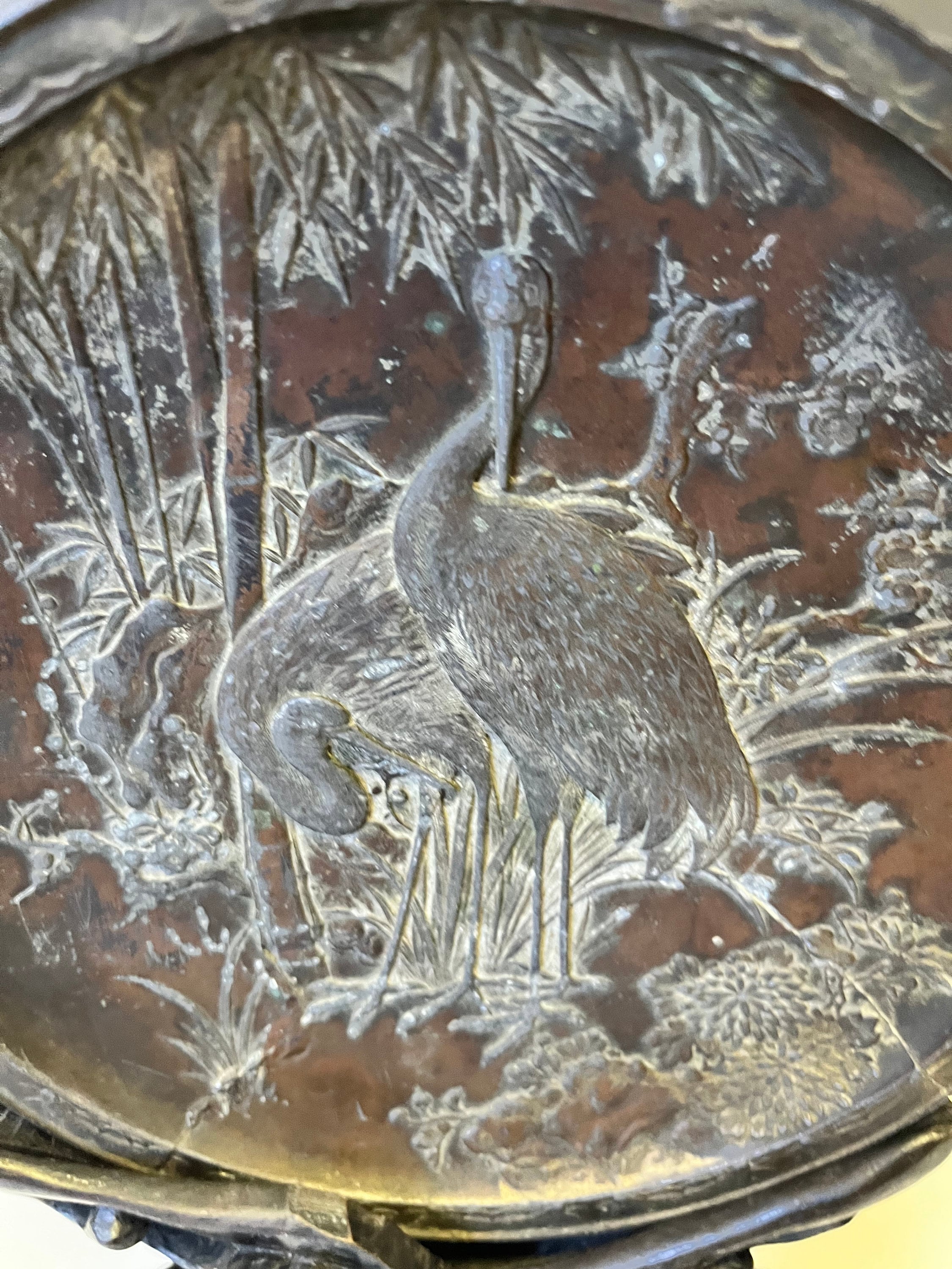 Absolutely Stunning Antique Japanese Bronze Plate Depicting Etsy