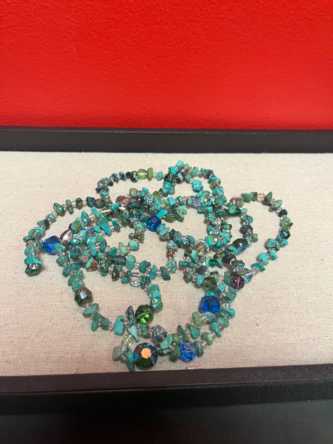 Lovely Approximately 70 Inch Long Turquoise and Crystal Etsy Canada