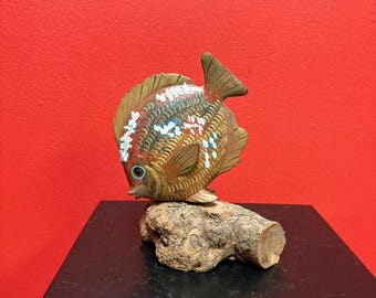 Leurre De Pêche Art Populaire - Sculpté Et Peint à La Main - Signé - Vintage