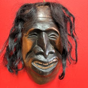 Beautiful traditional indigenous, first nations north West Coast mask — 13 x 7 1/2” without hair — Howard Williams 1968 — unique piece