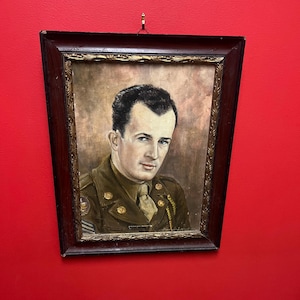 Stunning 17 x 15 framed, signed French oil painting of a US soldier — some minor minor damage- wonderful historical piece