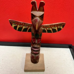 6 x 9” high 1960s primitive totem pole — Indigenous First Nations Pacific North West Coast