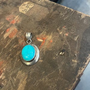 1.5 inch long Navajo silver and turquoise pendant — lovely and great value and perfect gift