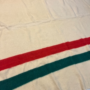 69 x 62” very unique HBC Hudson Bay Company style wool blanket — no tag — great Christmas colours