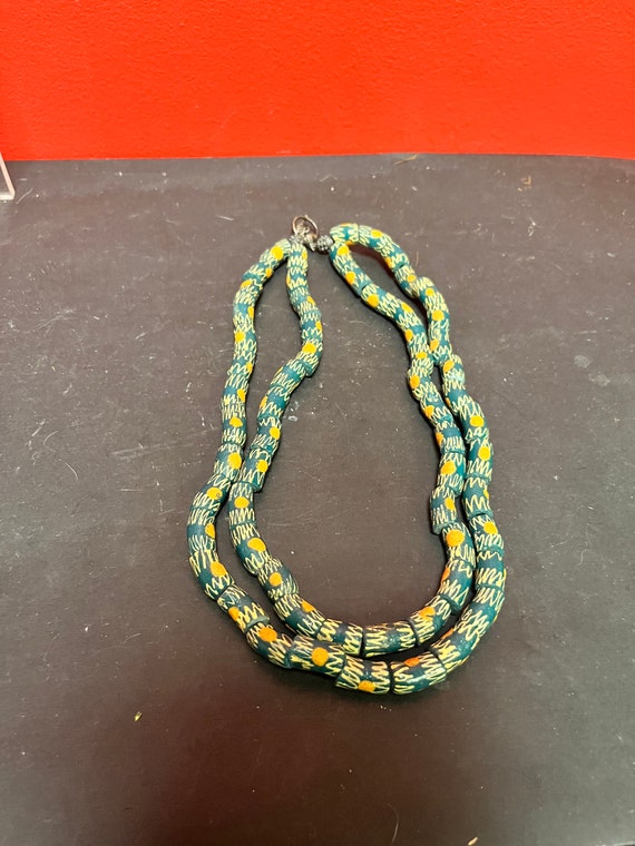 Stunning African antique trade bead, glass necklac