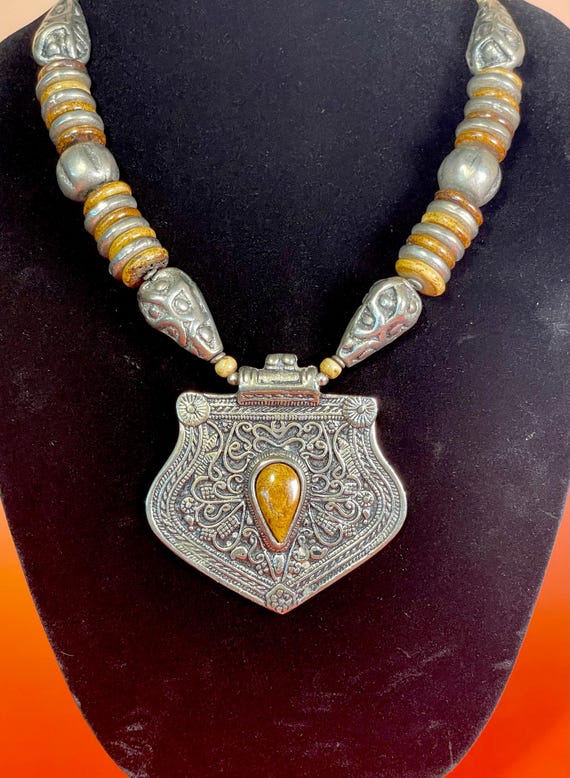 Vintage Statement Necklace – Untested Silver Pend… - image 2