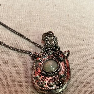 Lovely 2 1/2 inch long Silver tibetan snuff bottle with cartouche attached to a lovely necklace image 2