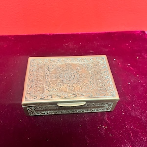 4 1/2 x 3 x 1 1/2” high ornate Asian brass box  — lovely little gift