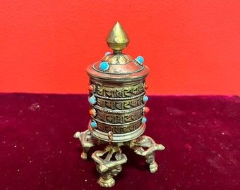 Coole 6-Zoll-Gebetsmühle aus Messing und Kupfer - nepalesische Gebetsmühle - tolles Geschenk
