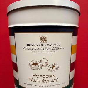 Lovely 12 x 10 inches across Hudson Bay company popcorn tin — HBC — great decoration