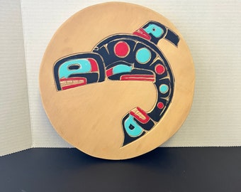 12 inches signed indigenous, first nation specific northwest coast, killer whale plaque — unbelievable detail