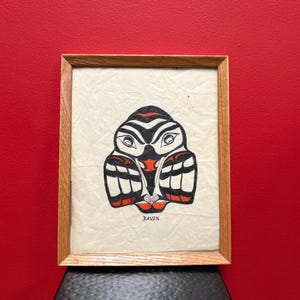 Beautiful indigenous first nations Pacific Northwest Coast original painting on paper of a raven  - 11 x 9” — needs hanger