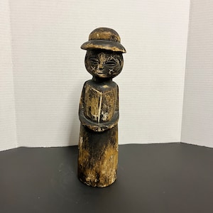 Bellissima statua peruviana in legno intagliato da 12 pollici, molto antica, con un Pacino incredibile e dettagli fantastici, forse tribali.