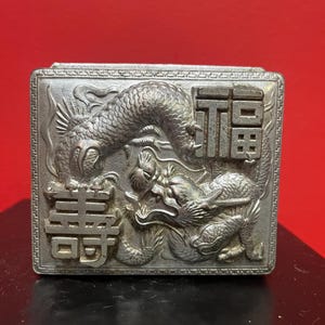 Very beautiful Japanese wood and metal dragon box — 4 x 4 inches — great for Jewlery or cigarettes etc — perfect gift