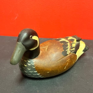 9 x 3” wide, beautiful antique hand painted wooden duck — lovely gift