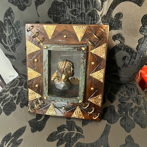 Super unique African frame with silhouetted figure — very usual and cool — one of a kind gift