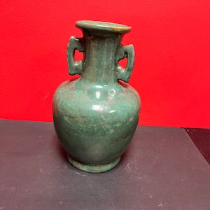 A  Stunning Chinese 13 inch tall antique Ming dynasty style double handled vase — impressive size and good condition— intense glaze
