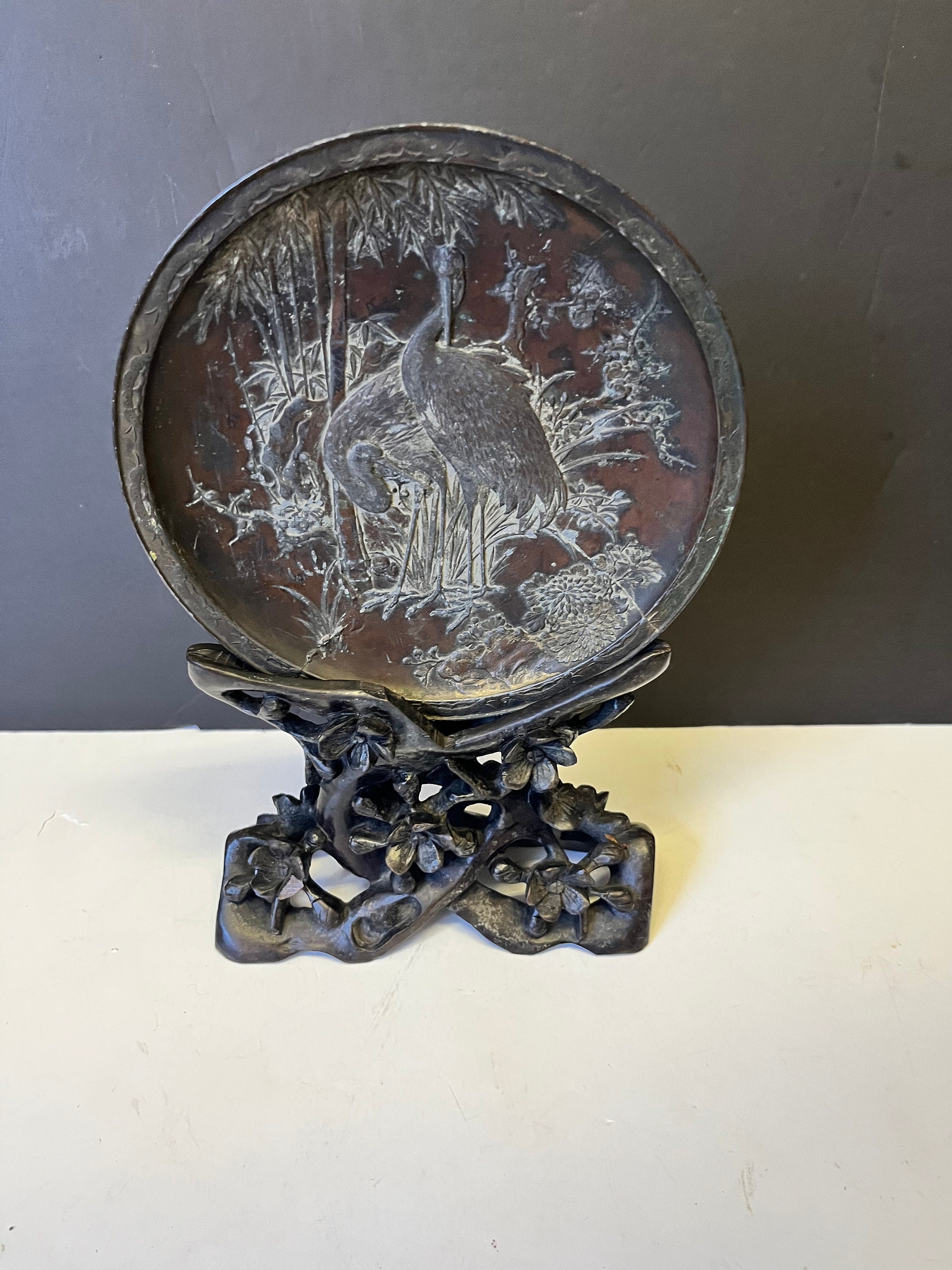 Absolutely Stunning Antique Japanese Bronze Plate Depicting Etsy