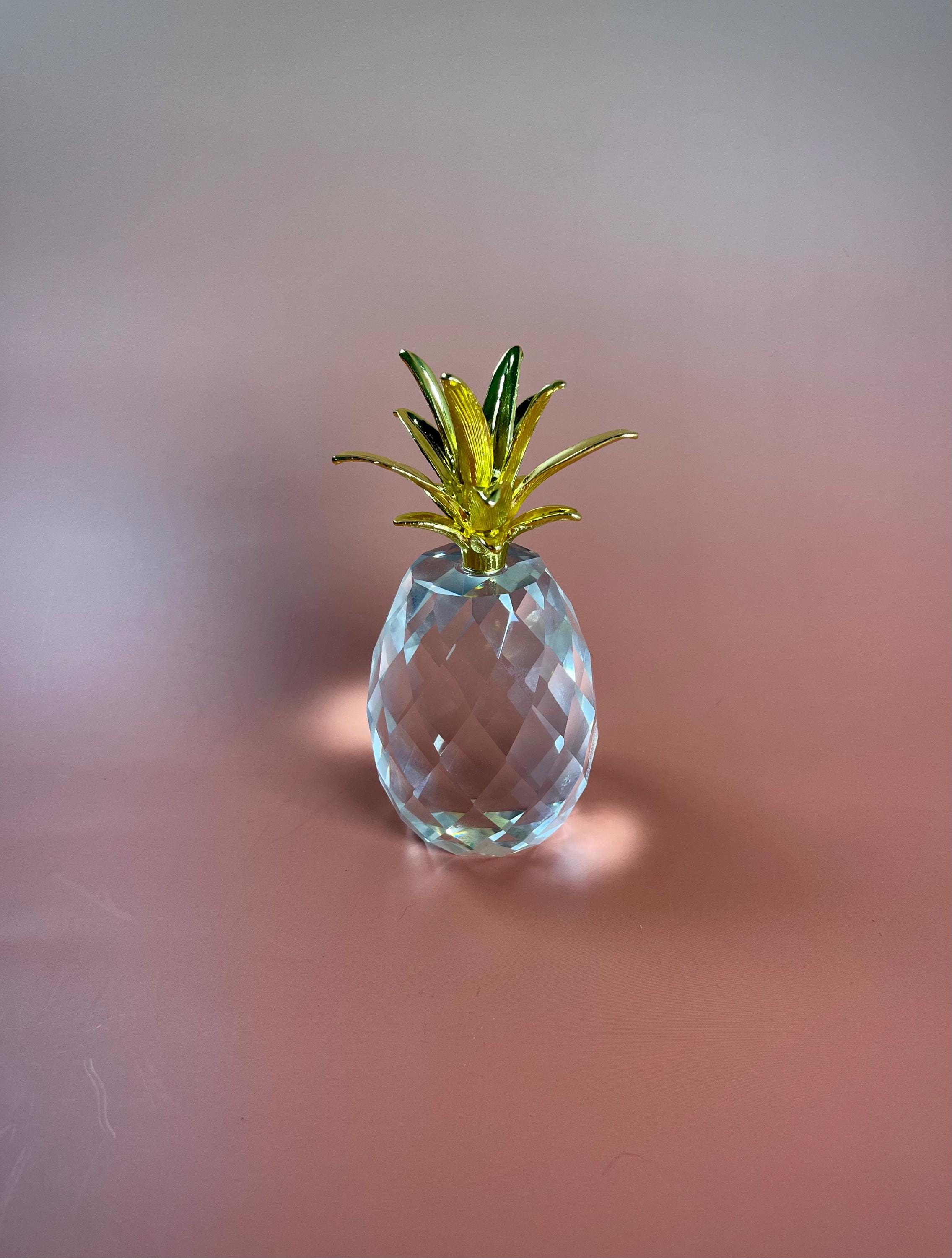 Lovely Crystal and Brass Pineapple 4.5 inches tall