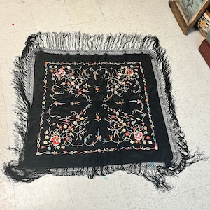 Stunning 51” x 51” Persian silk and beaded table cloth or decor piece