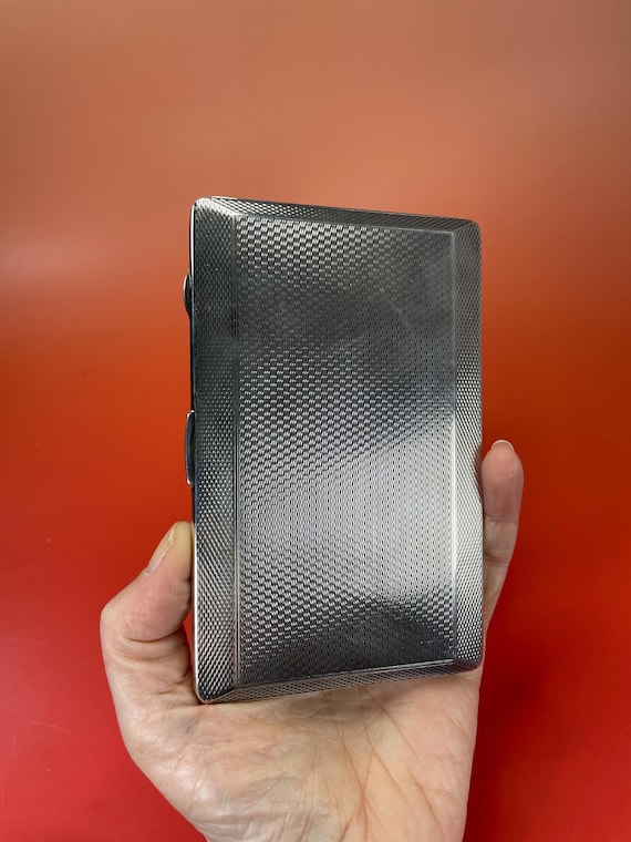 Antique Silver Plated Engine Turned Cigarette Case - image 5